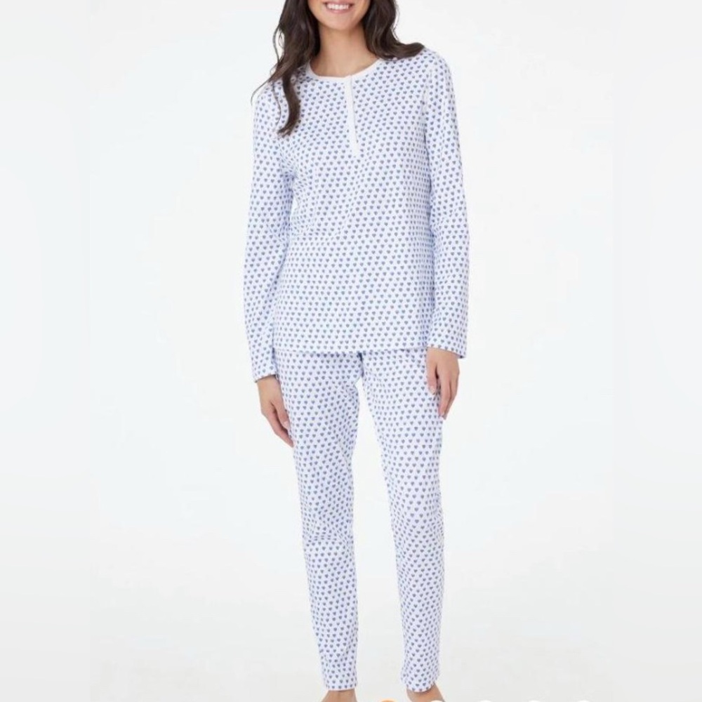 Blue hearts long sleeve pajama set